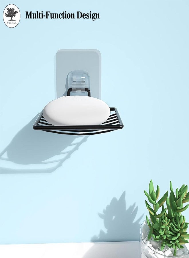 الكبريت حامل صابون من الفولاذ المقاوم للصدأ، رف لاصق مثبت على الحائط، حامل إسفنج، رف تخزين موفر للمنزل والمطبخ والحمام والاستحمام (عبوة من قطعة واحدة) - Image 5